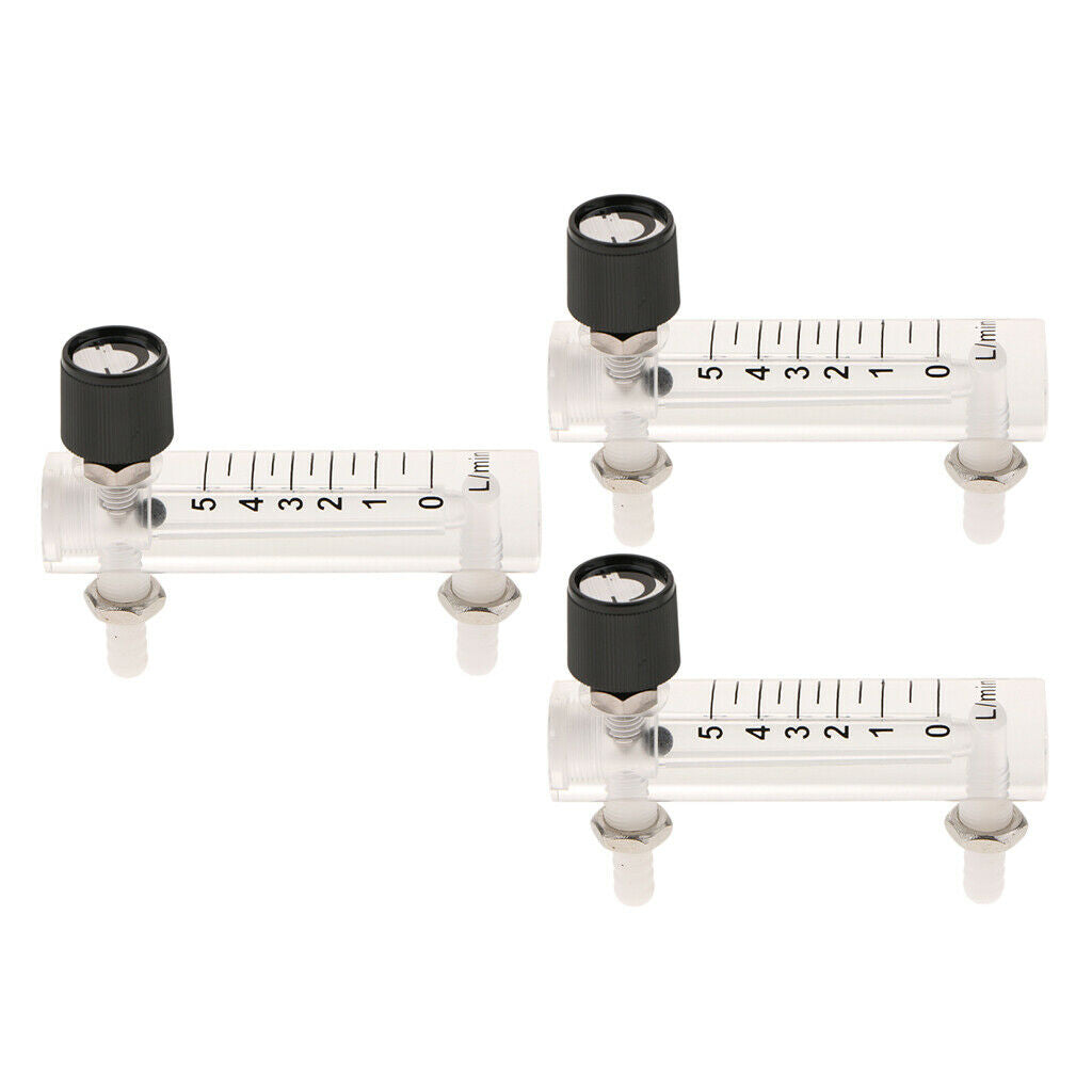 3Pcs Oxygen Air Flow Meter Flowmeter Supplies w/ Valve Lightweight for Home