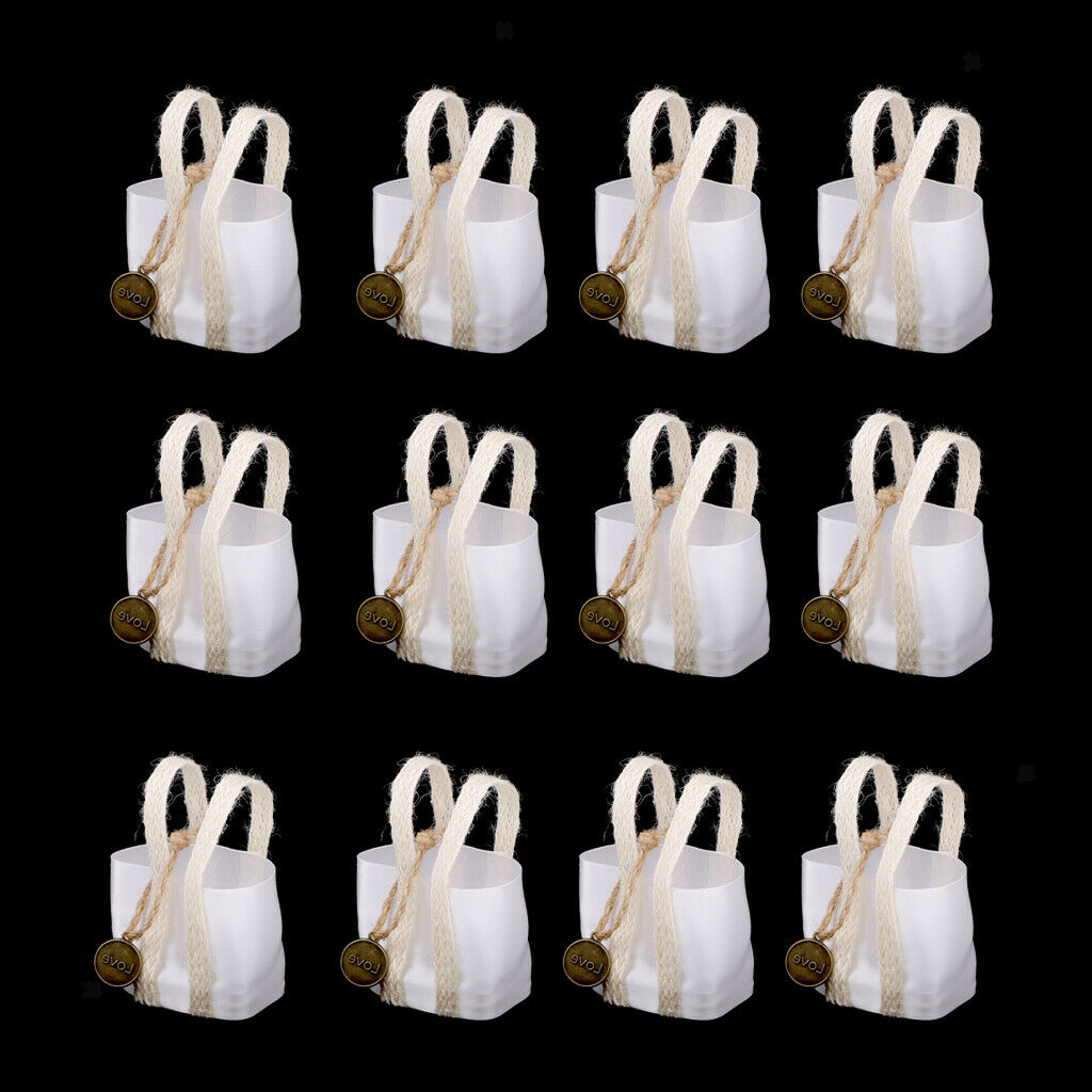 12pcs New Love Pendant Small Sweets Candy Bags with Handle Wedding Favor