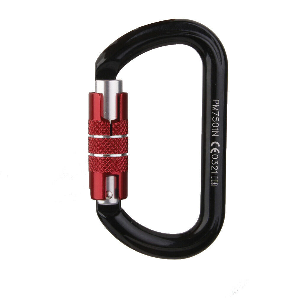 Self / Aut Locking Abseiling Rock Tree Climbing Aluminum Carabiner 24KN Gear