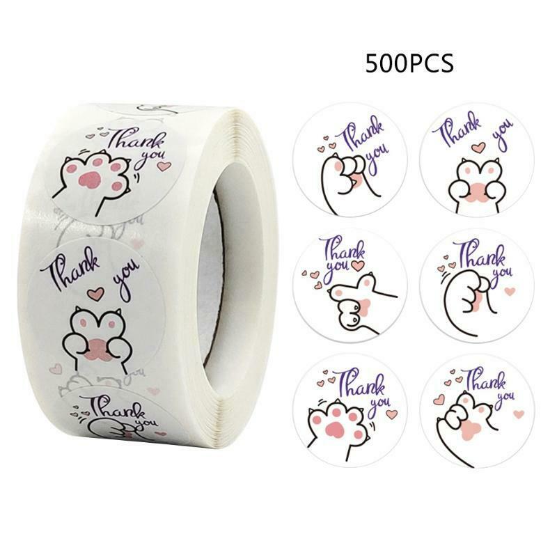 500Pieces Cute Kitten Paw Stickers Roll Cute Label for Gift Box Craft DIY Decro