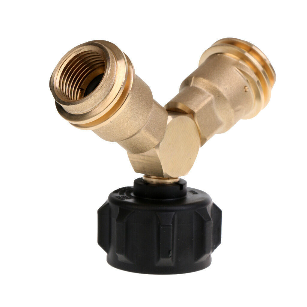 Propane Y-Splitter Tee Adapter Connector Solid Brass With Handwheel