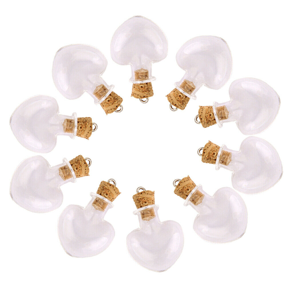 20pcs Glass Cork Bottle Long Heart Pepper Jars Vials DIY Wishing Bottles