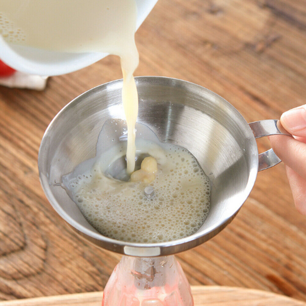 Stainless Steel Funnel Kitchen Oil Soy Sauce Liquid Funnel Detachable Filter
