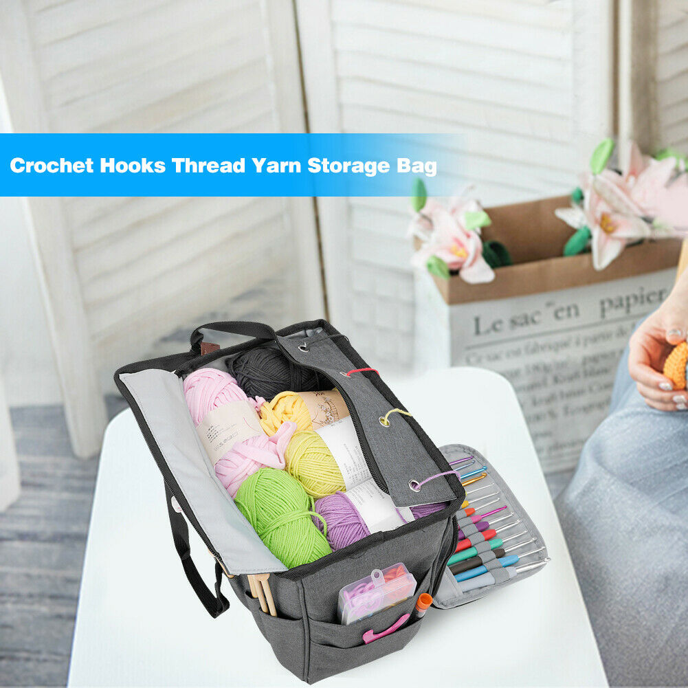 Crochet Hooks Storage Bag Knitting Yarn Thread Sewing Tool Needle Organizer @