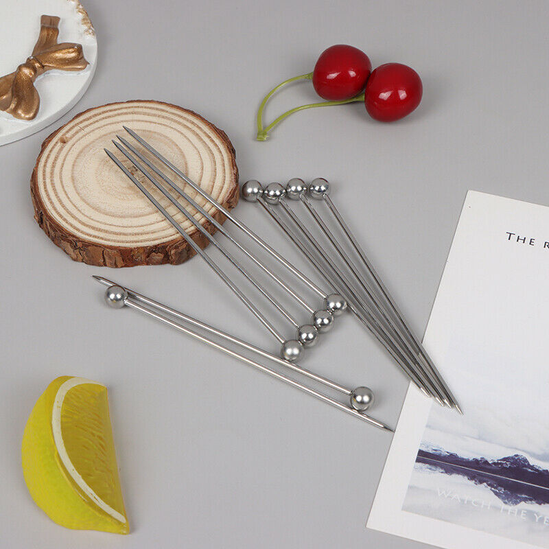 10pcs Stainless Steel Fruit Sticks Cocktail Picks Fruit Forks Toothpi JYC Vm XC