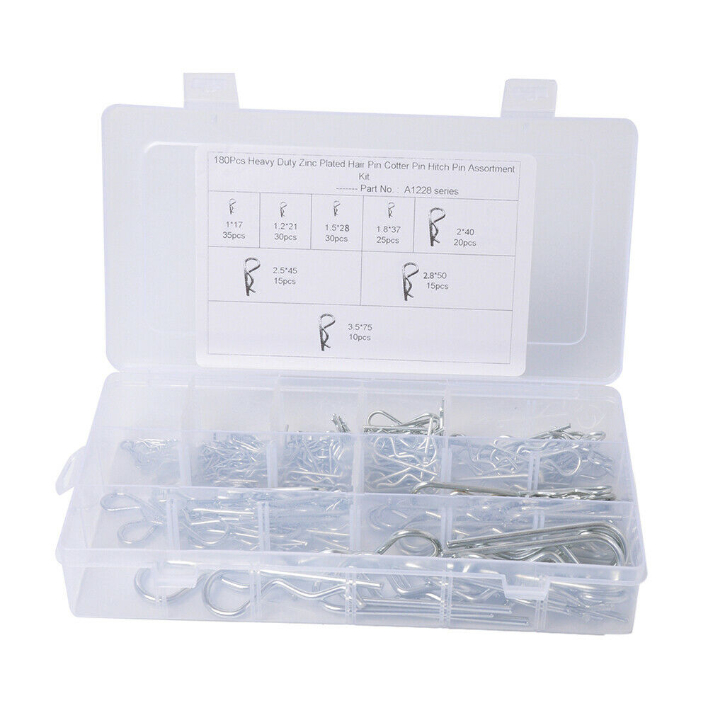 180PC Assortment Box of Hair Pins R-Clip R Retaining Clips