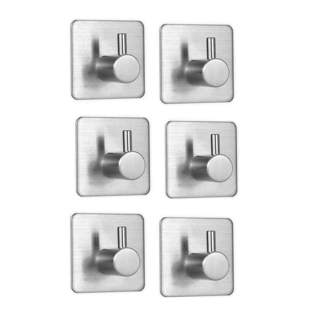 Stainless Steel Bathroom Hook Rustproof Self-adhesive Kitchen Hanger (2pcs) @