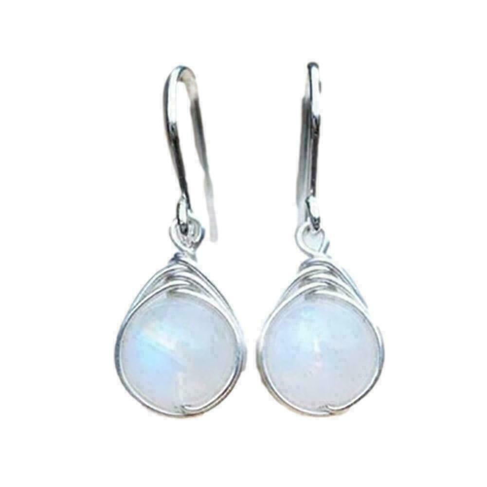 Round Drop Earrings Pendant For Women Moonstone Jewelry O7I6 S9O0