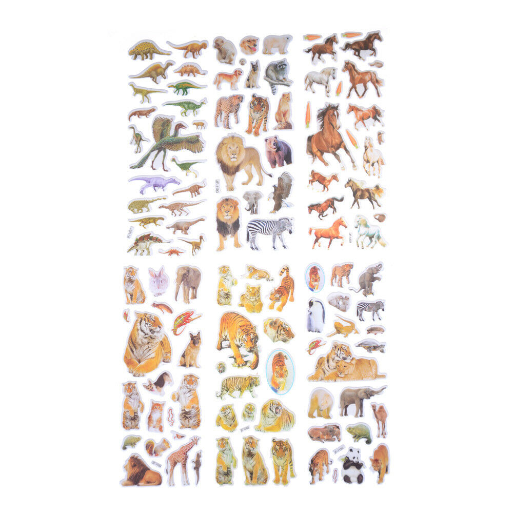 6 Sheets Wildlife Animals Scrapbooking Bubble Puffy Stickers Reward Kids T.l8