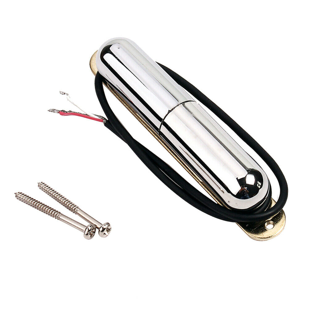 2X Lipstick Pickups Guitar Acoustic Electric Transducer Sensor Bridge Chrome