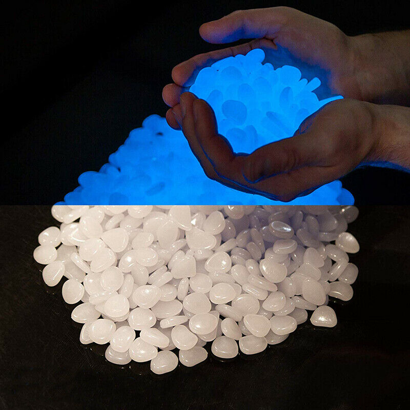 100x Artificial Glow in The Dark Pebbles Stones Garden Aquarium Fish Tank Decor