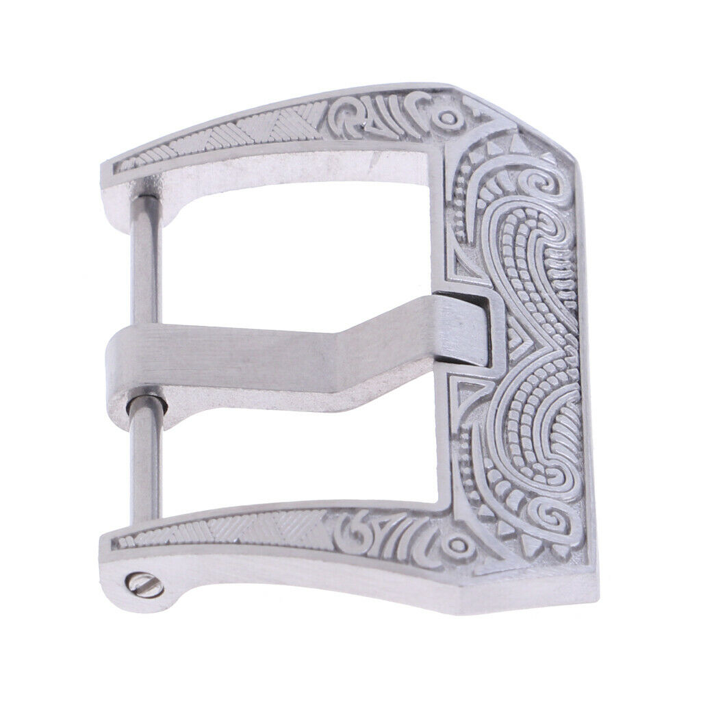2pcs Stainless Steel Flower Carving Screw-in Buckle Watch Band Strap Clasps