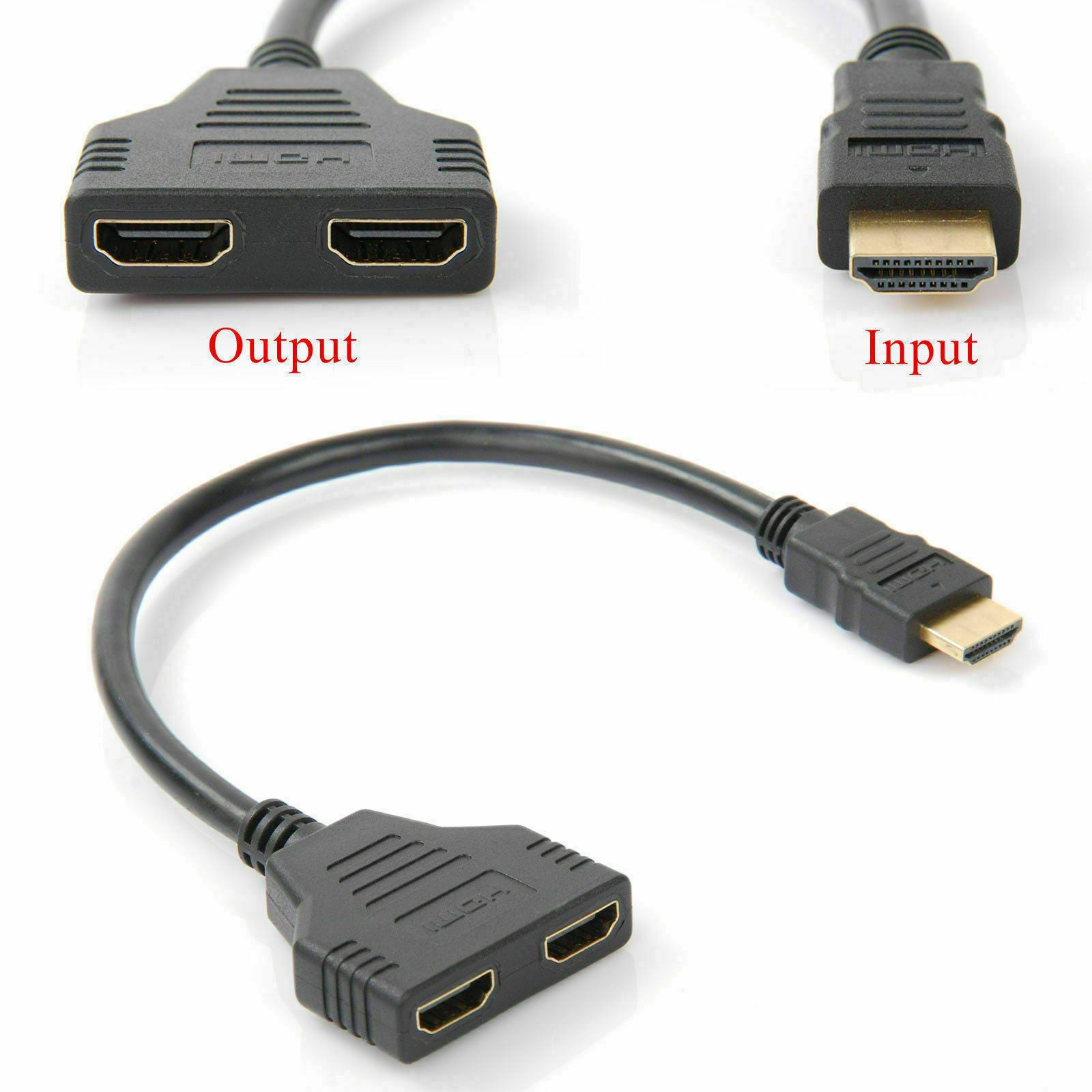 1In2 1080P HDMI Port Male To 2 Female Out Splitter Cable Adapter Converter Home-