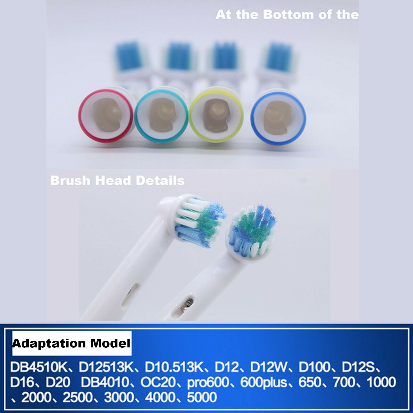 4pcs White Replacement Toothbrush Head 4 Packs Contains Four Color Coils