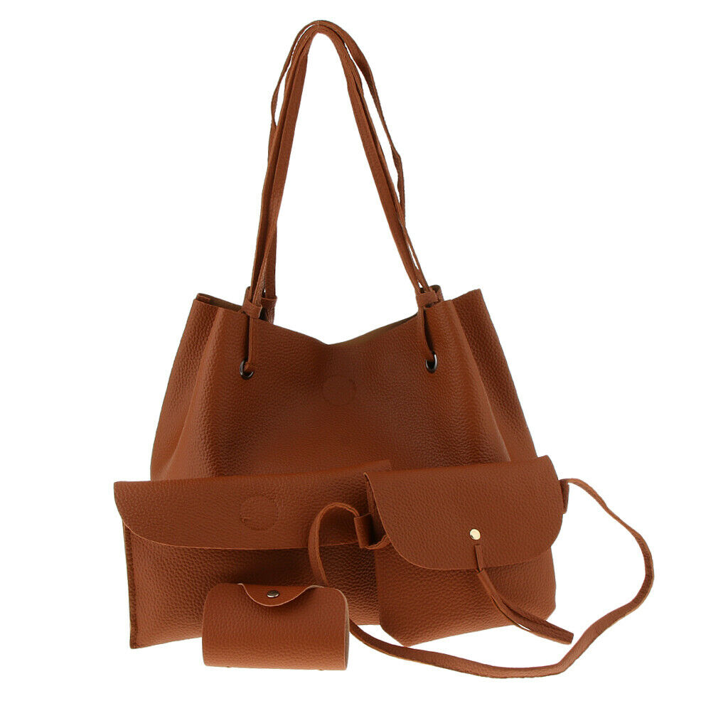 Women Clutch Bag PU Leather Shoulder Crossbody Purse Handbags - Brown, as
