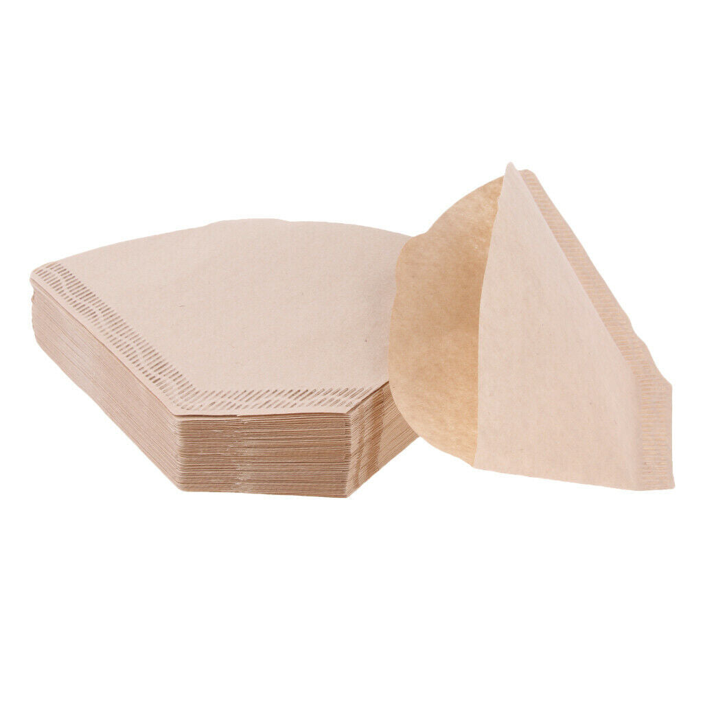 Pack of 100 Pcs #4 Coffee Filter Paper Natural Brown Cones Count Unbleached