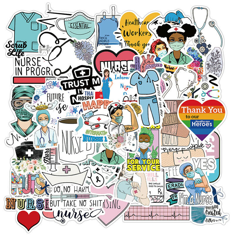 50Pcs Doctors Nursing Nurse Cute Angel Graffiti Stickers Luggage Laptop De Lt