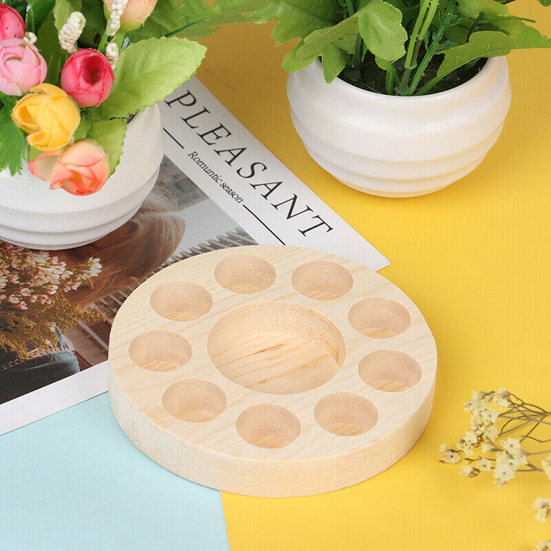 Round Wooden Essential Oil Display Stand Holder Organizer Shelf Rack 10Sl.l8