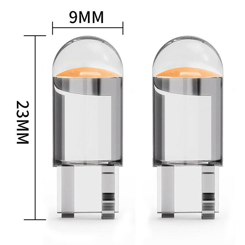 10PCS W5W T10 Glass Housing COB LED Car Bulb White License Plate Lamp Dome LigSJ