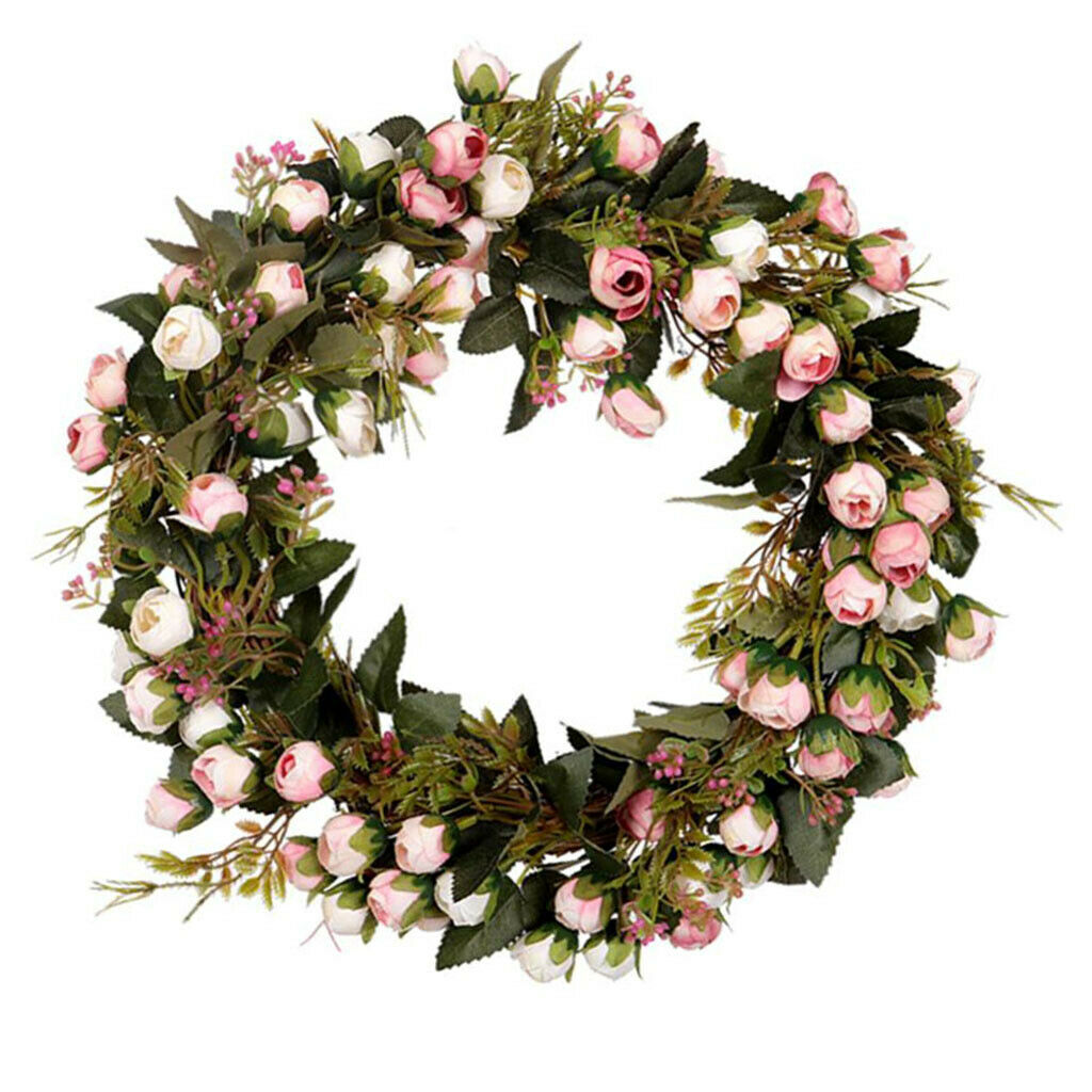 Door Wreath, 12'' Artificial Rose Garland, Decorations Hanging Decor, Hand-Made,