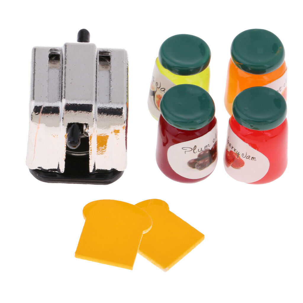 1/12 Scale Bread Maker Jam Bottle And Bread Cooking Set