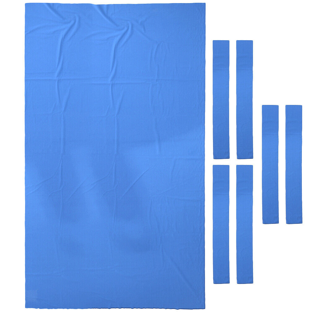 9ft Durable Worsted Pool Table Cloth Billiard Felt + Cushion Rail Bars Blue