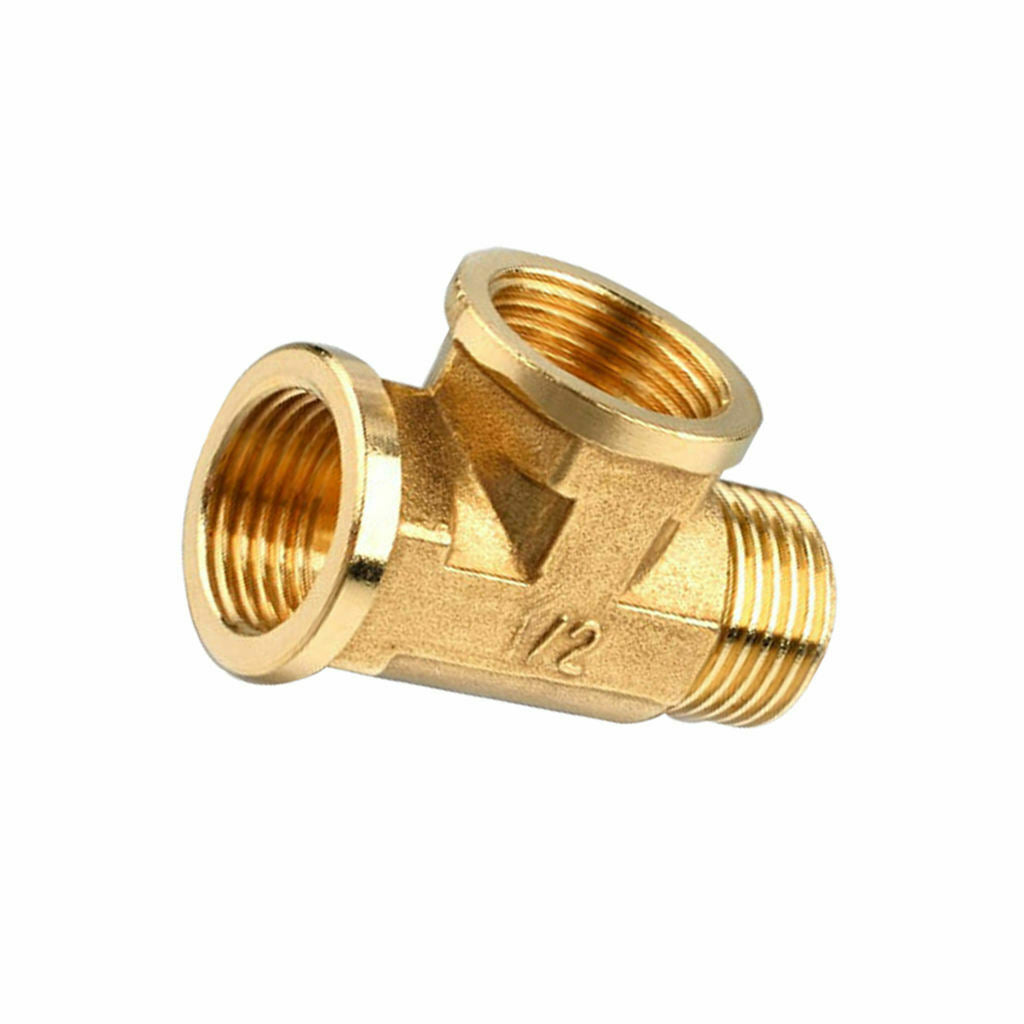 2 Pcs 1/2" Female Male Pipe Tube Tee T-Fitting Connector Forged Brass Copper