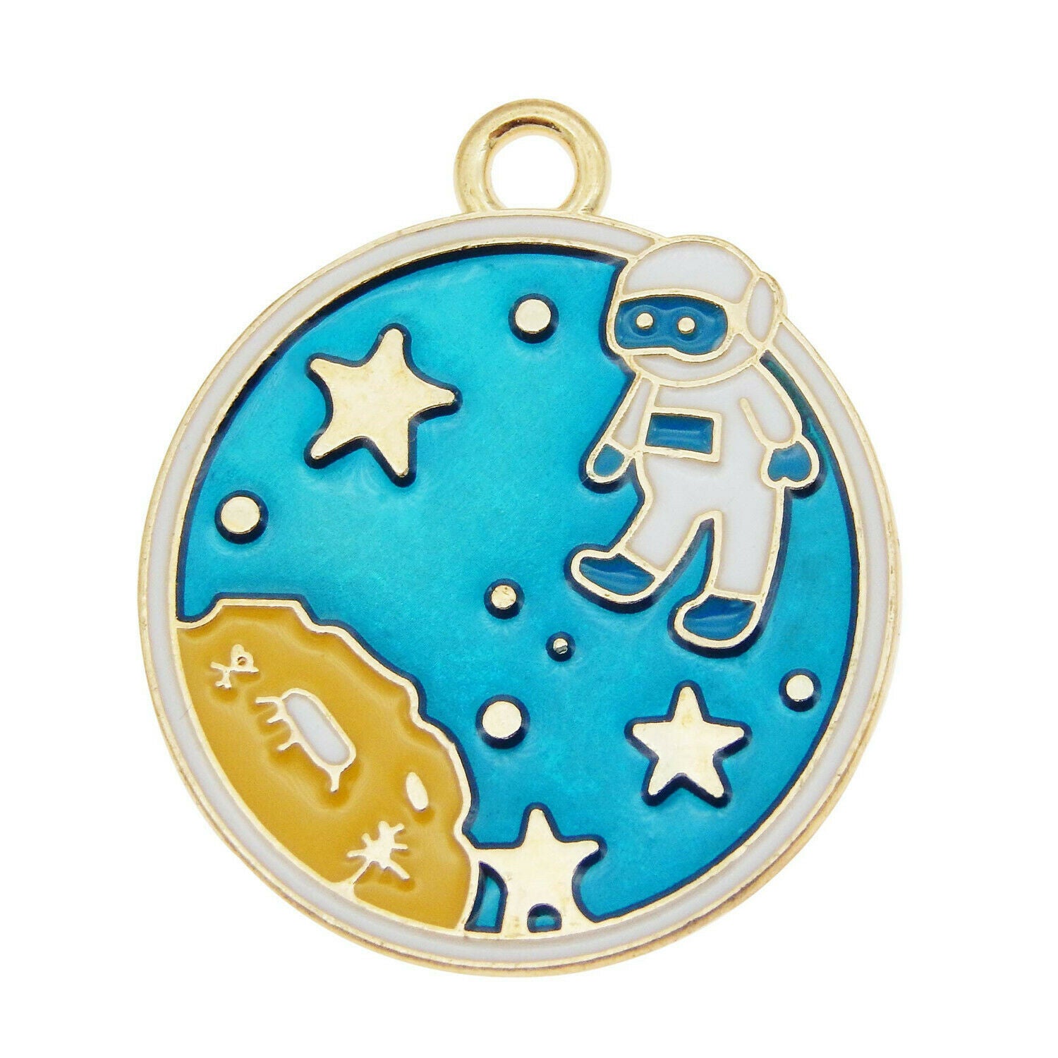 10pcs Alloy Spaceman Enamel Charm Astronaut Pendant Universe Jewelry DIY 25*29mm