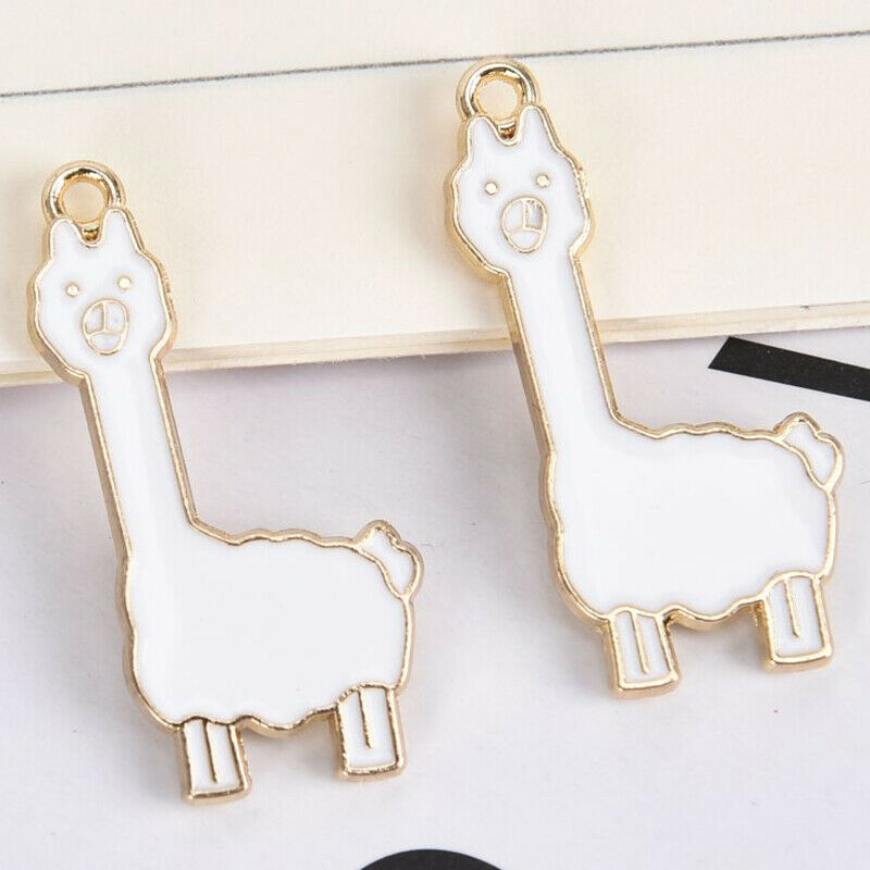 10Pcs/Set Enamel Alloy Alpaca Sheep Charms Pendant Jewelry DIY Making Cra.l8