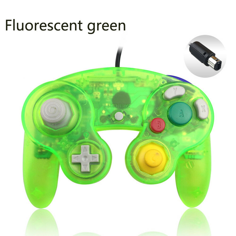 Fluorescent green Wired Game Shock Controller for Nintendo GameCube NGC Console