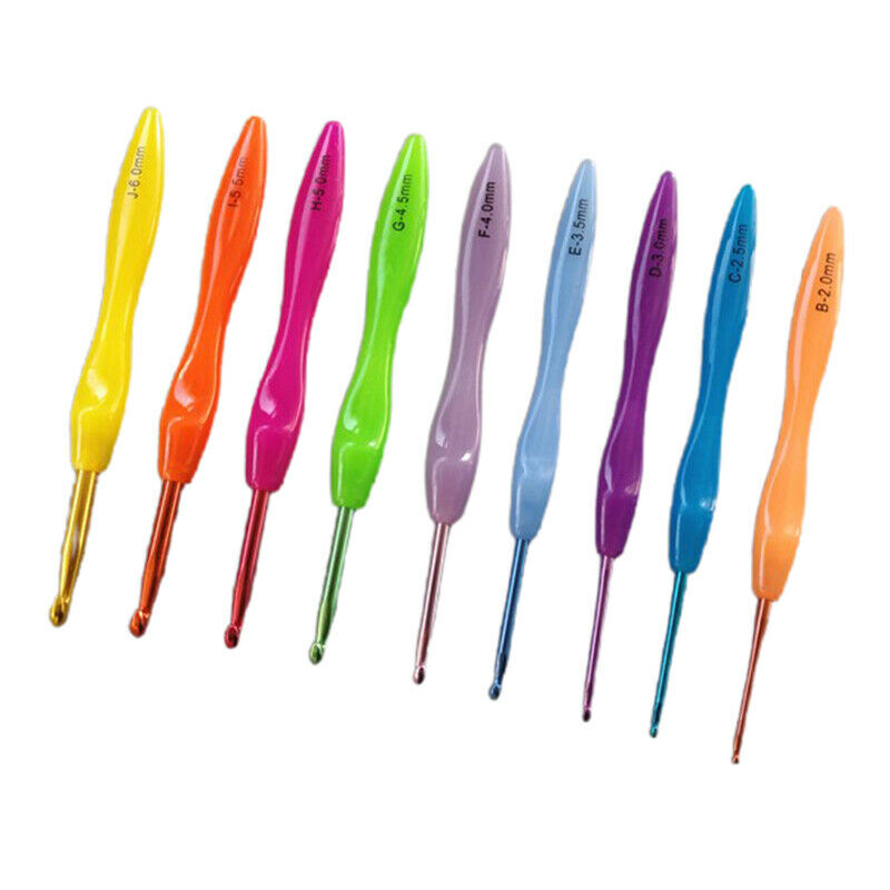 2.0-6.0mm 9Pcs Aluminum Hook Crochet hooks Template Kit TPR Knitting Need.l8
