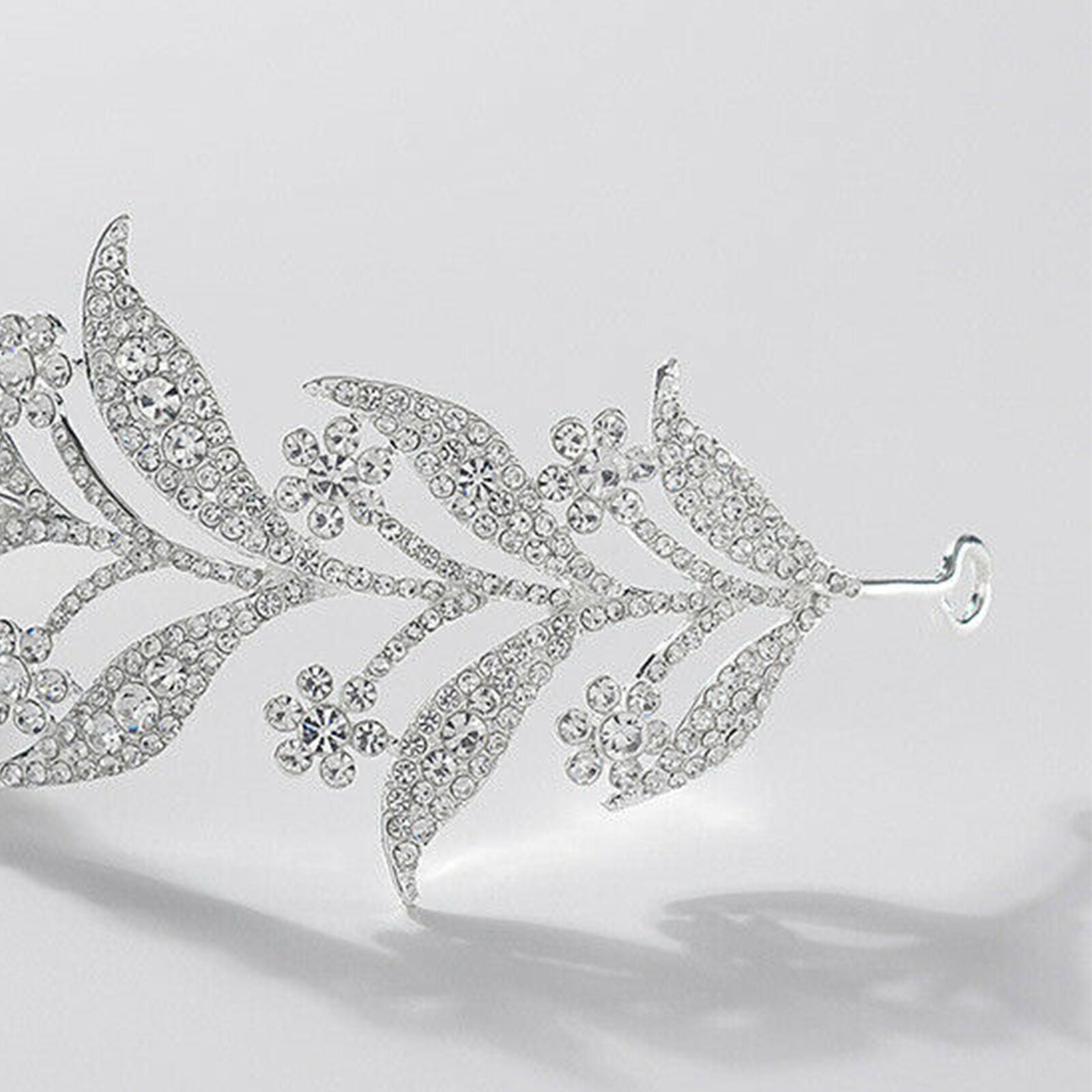 4.5cm Wide Big Leaves Crystal Wedding Bridal Party Pageant Prom Tiara Crown