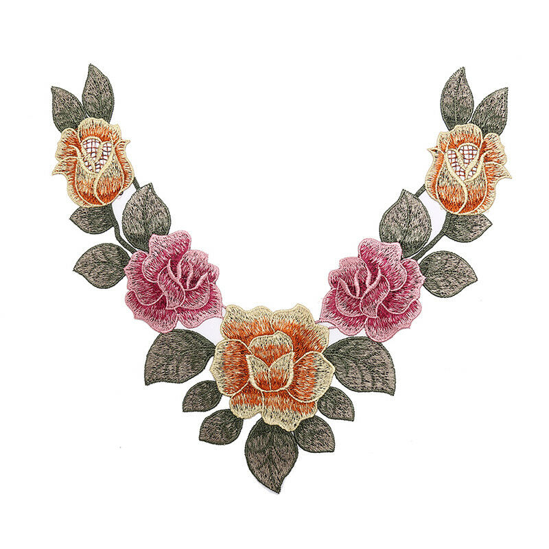 diy embroidered floral lace neckline neck collar trim clothes sewing applique PT