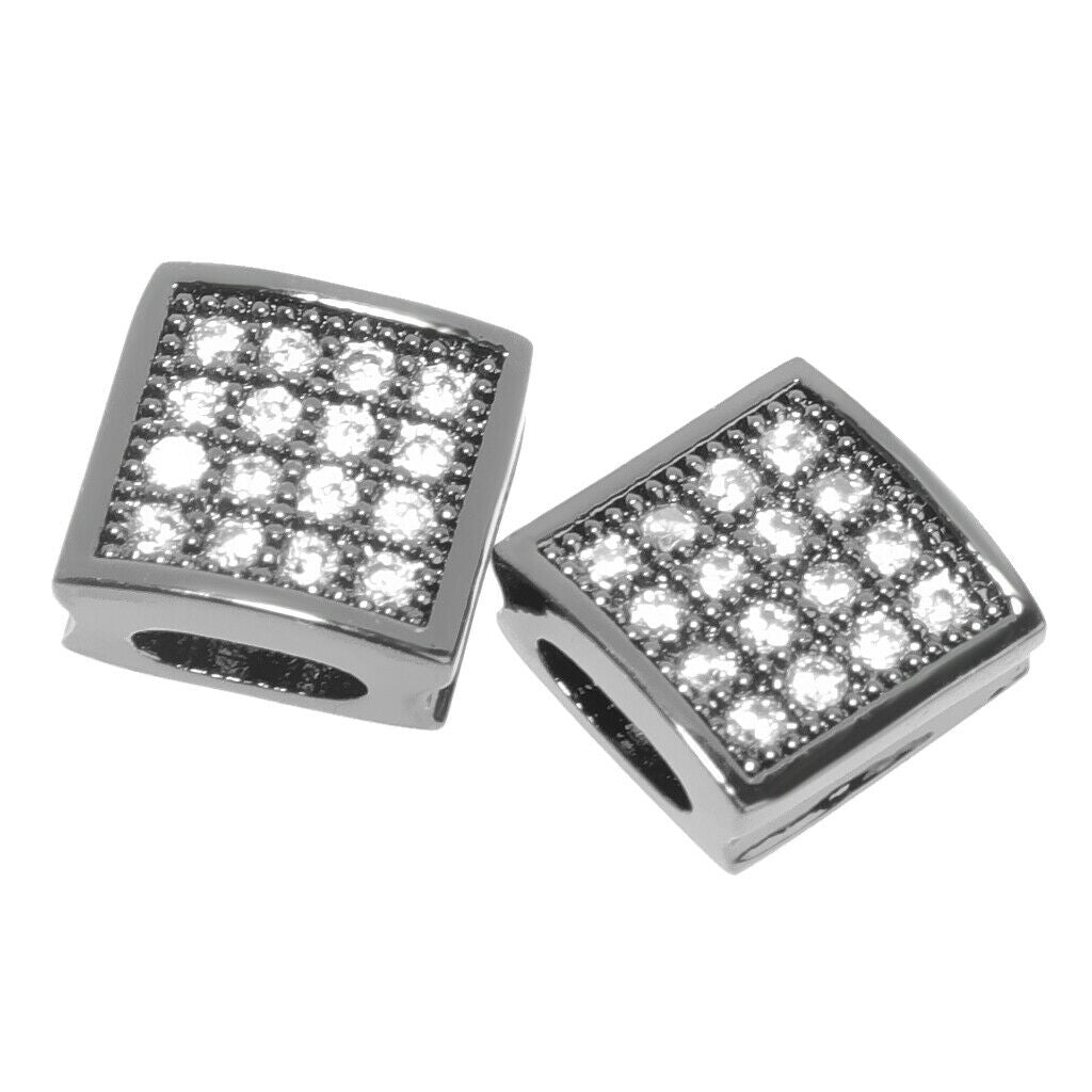 Bead Micro Square Copper Zircon Pave DIY Beaded Bracelet Jewelry Accessory