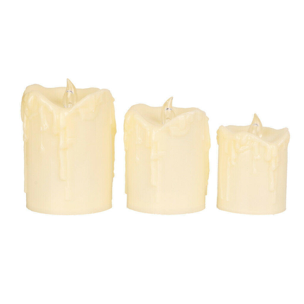 Set of 3PCS Battery Powered LED Candles Decorative Tea Light Romantic Decor