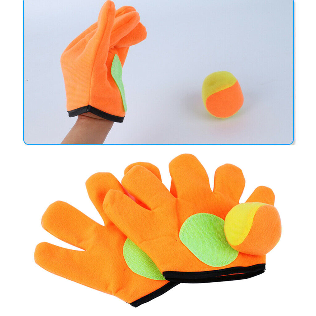 Fun Sticky Ball Sucker Gloves Self-Stick Disc Paddles Beach Game Outdoor S
