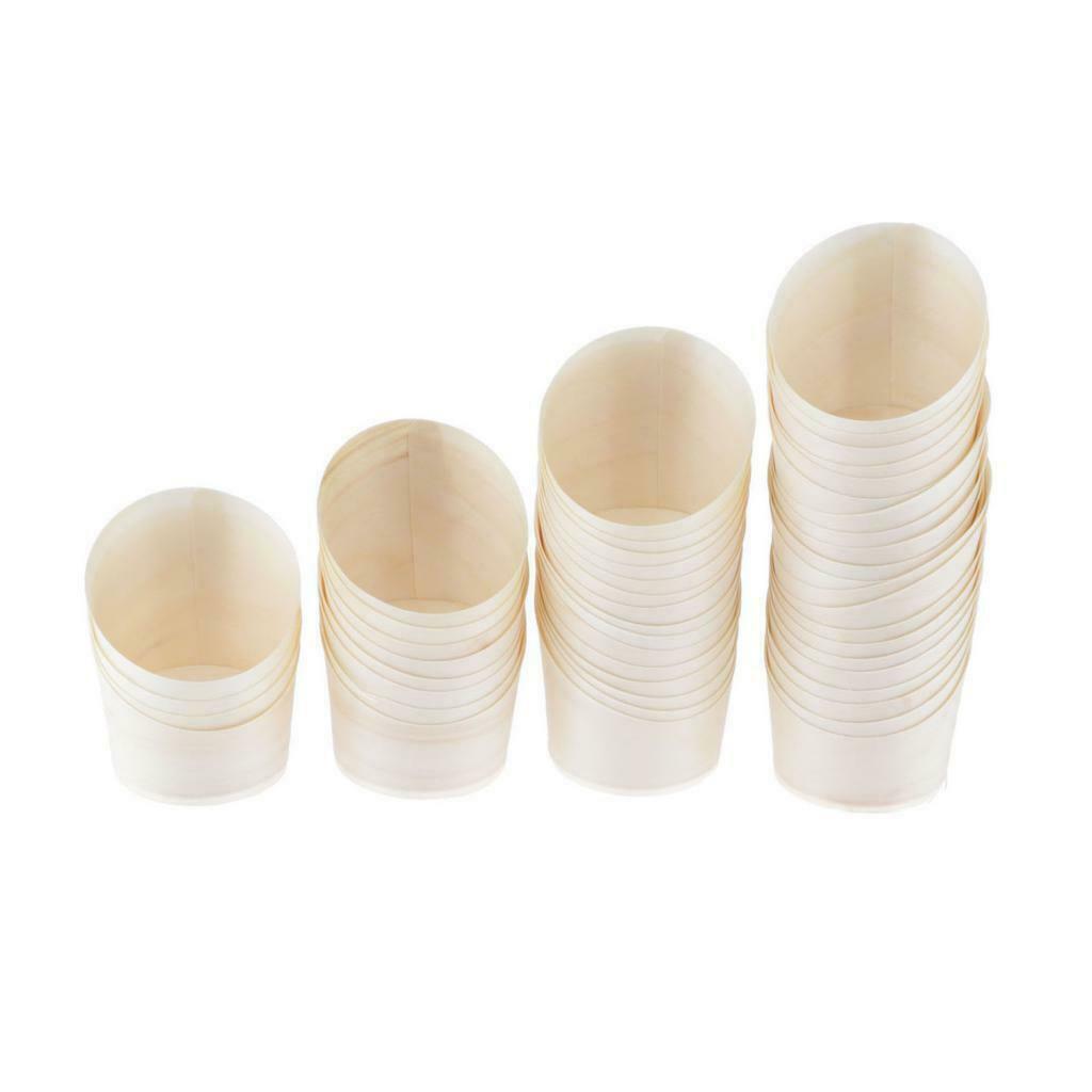 50 Pieces Disposable Wooden Oblique Cut Cups for Party Serving Food Snacks