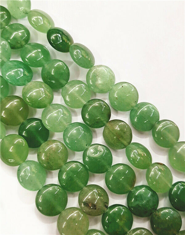 1 Strand 12x6mm Natural Green Aventurine Round Spacer Loose Beads 15.5" HH7806