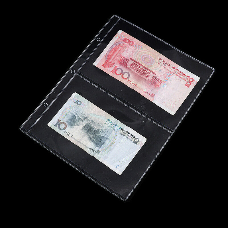 5pcs 2Pockets Per Page Clear Paper Money Album Banknote Stamp Badges Coll.l8