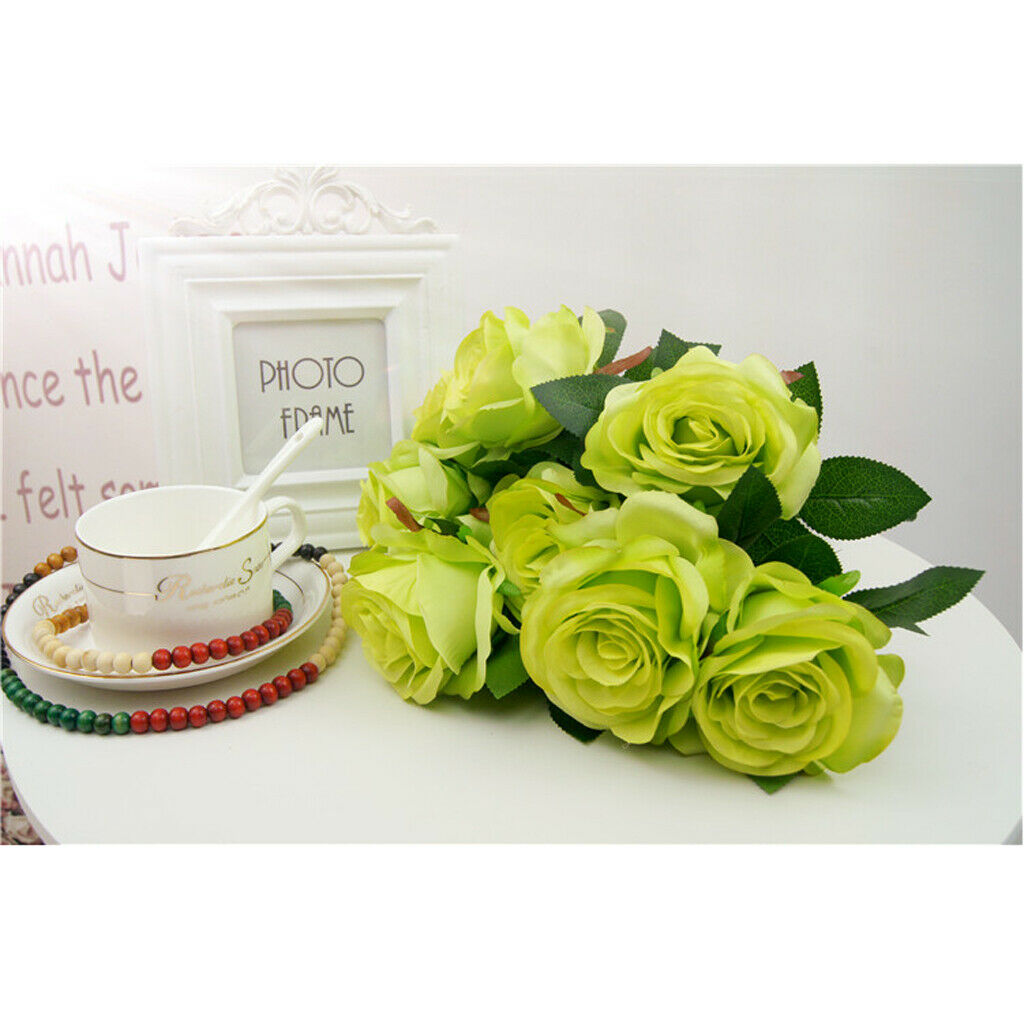 Artificial Rose Flower Shaped Table Vase Composition Simulation Bouquet, White