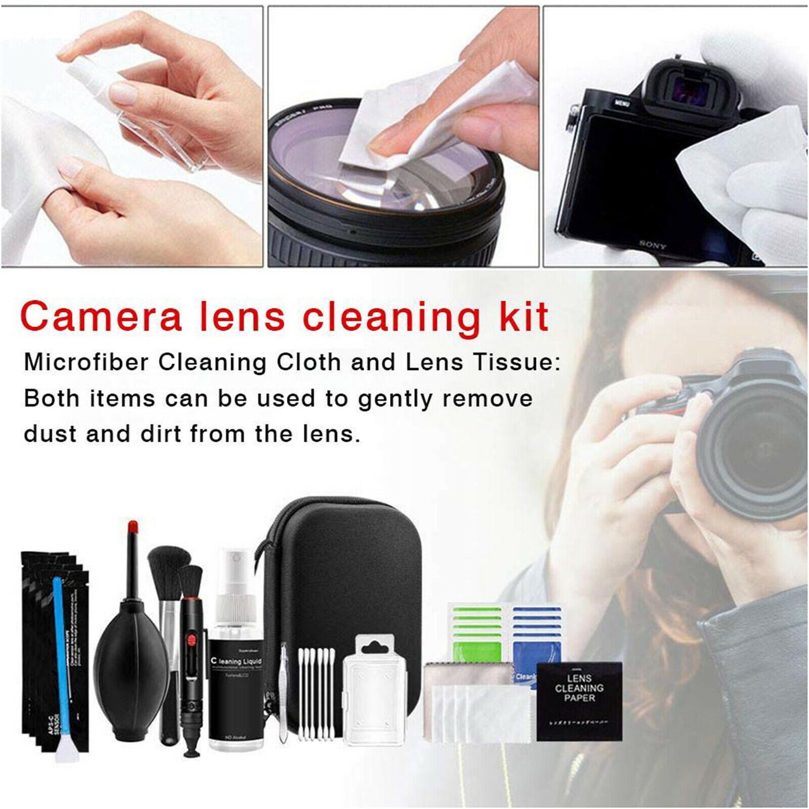 Professional Camera Cleaning Kit for DSLR Cameras + Air Blower Nozzle + APS-C