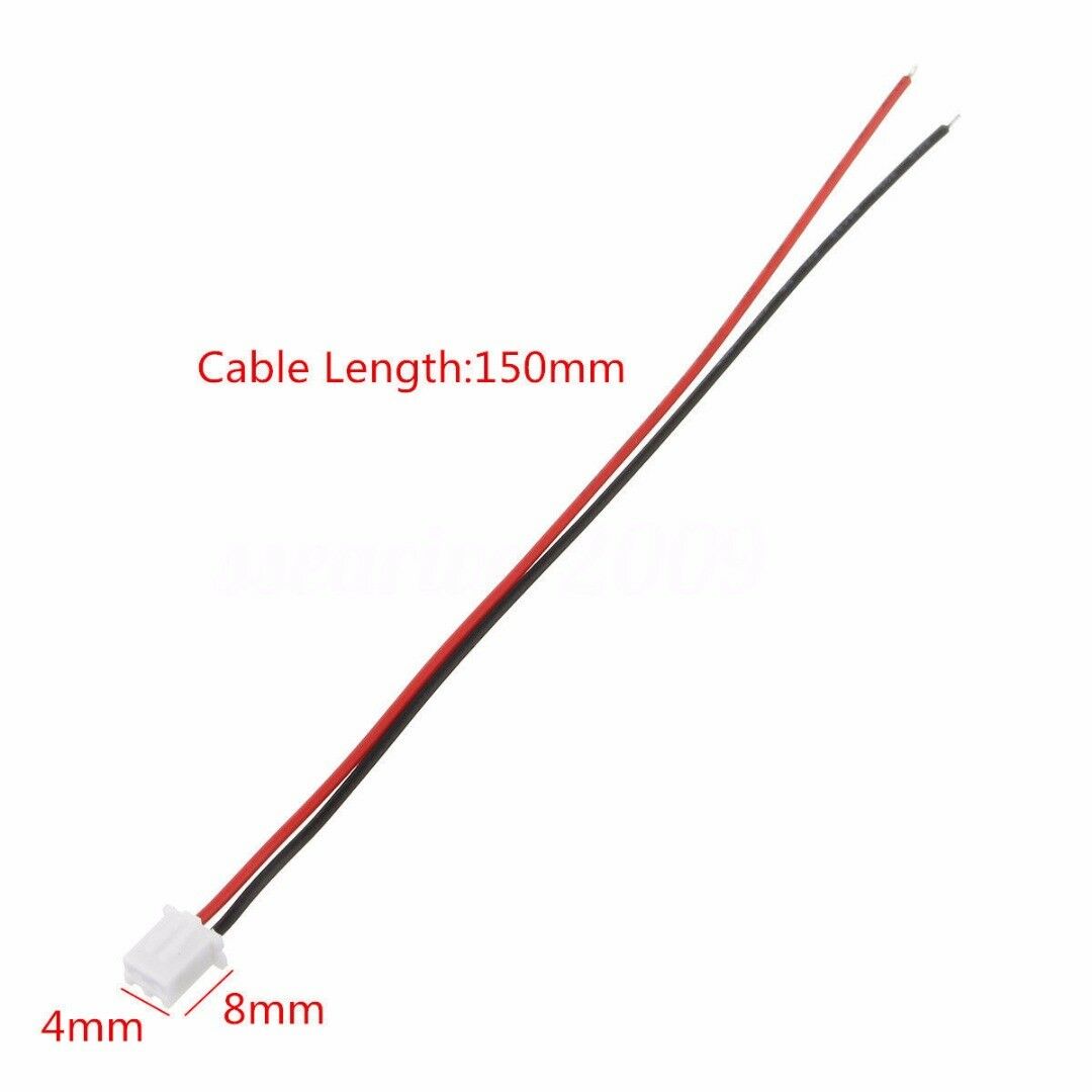 10 Set 2 Pin Mini Micro JST XH2.54mm 24AWG Connector Plug With Wires 150mm MH