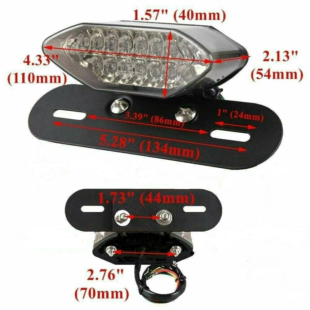 Motorcycle 16 LED Turn Signals Brake Light License Plate Integrated Tail Light