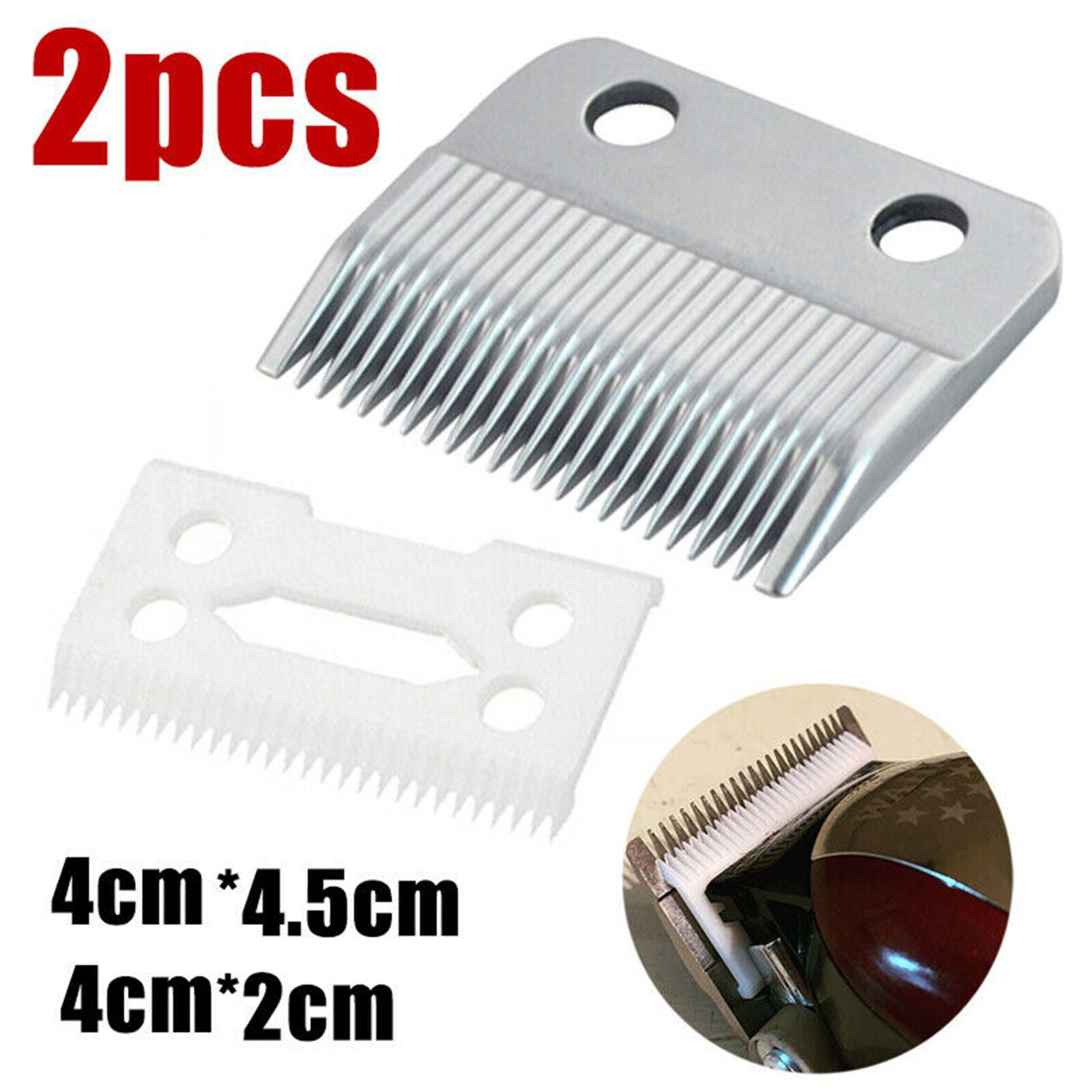 2pcs Ceramic Blade Cutter + Metal Bottom Replacement For Wahl Shear Clipper