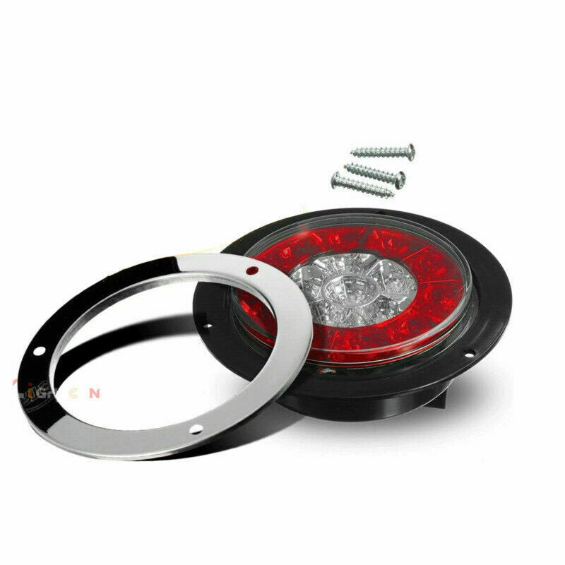 2x 4" 16 LED Round Truck Trailer RV Brake Stop Turn Tail Signal Light Red Amber