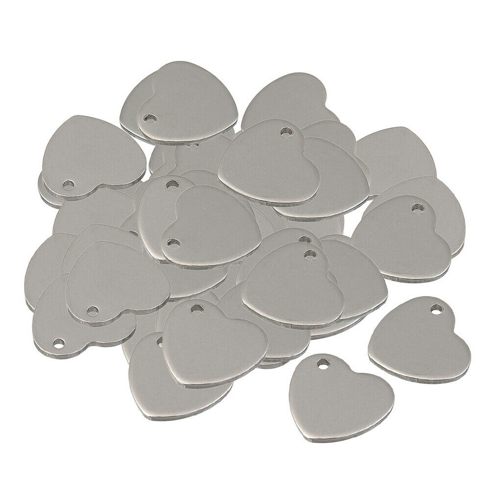 70x   Metal   Flat   Heart   Round   Blank   Stamping   Charms   Tag   Pendant