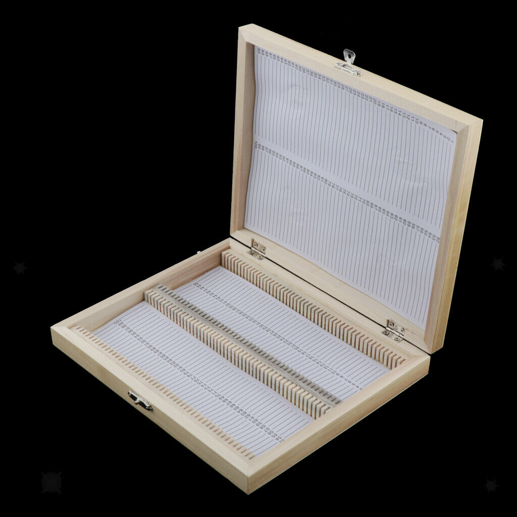 Microscope Slides Wood Case Box Cabinet Holder Storage Kit for 100pcs Slides