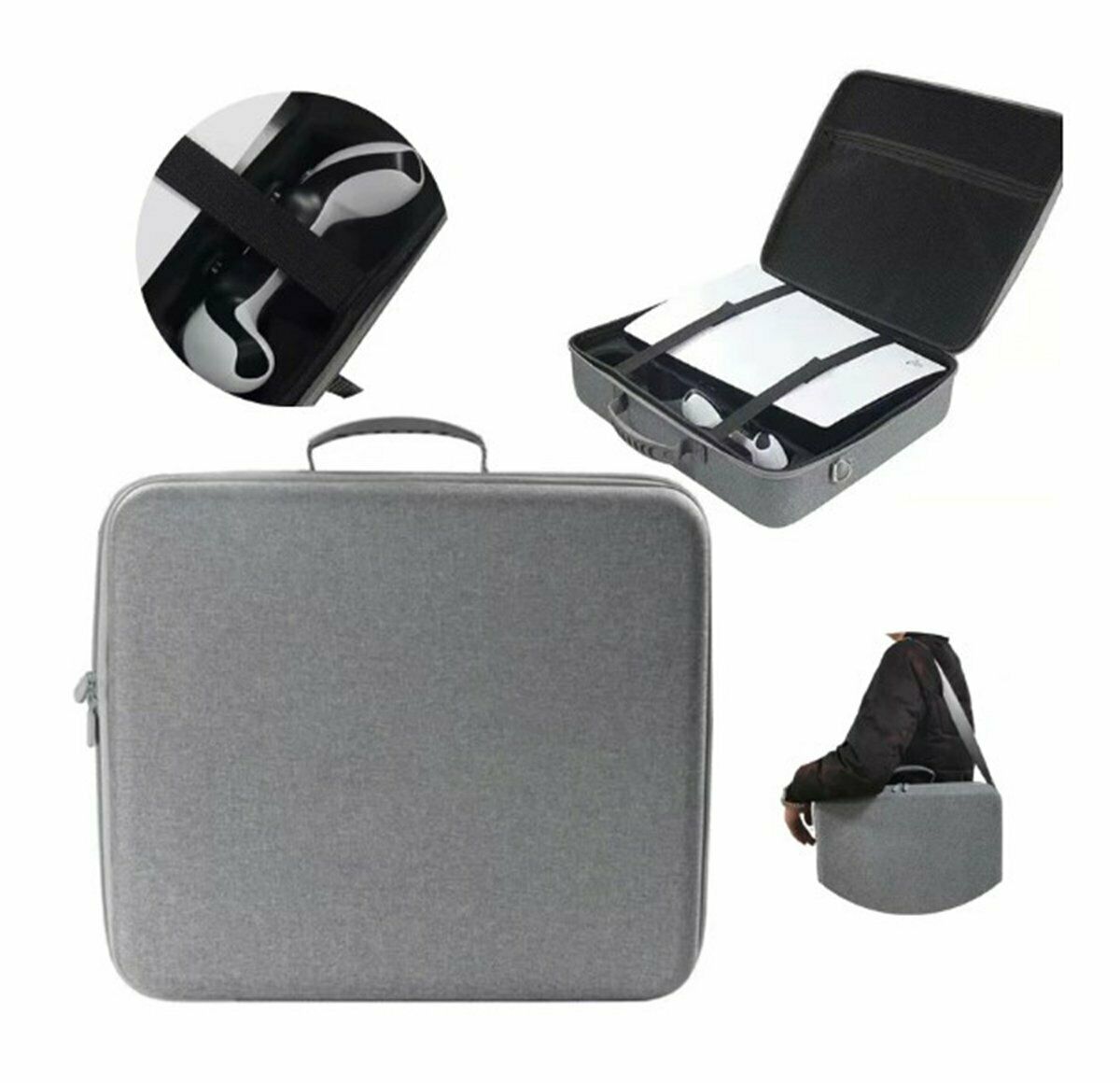 Carrying Case Shockproof Travel Storage EVA Bag for Playstation 5 PS5 Box Gray