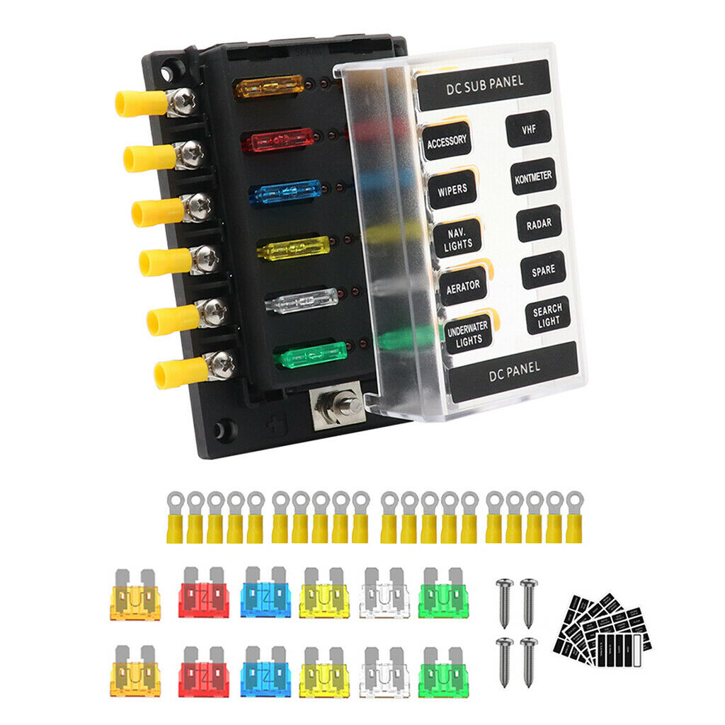 12 Way Blade Fuse Box LED Light Indicator And Protective Cover For
