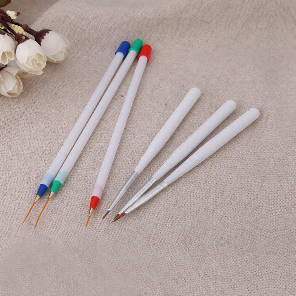 6Pcs Set Acrylic French Nail Art Pen Brush Painting Drawing Liner Manicure Tools